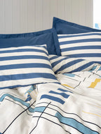 Dekbedovertrek geometrisch blauw