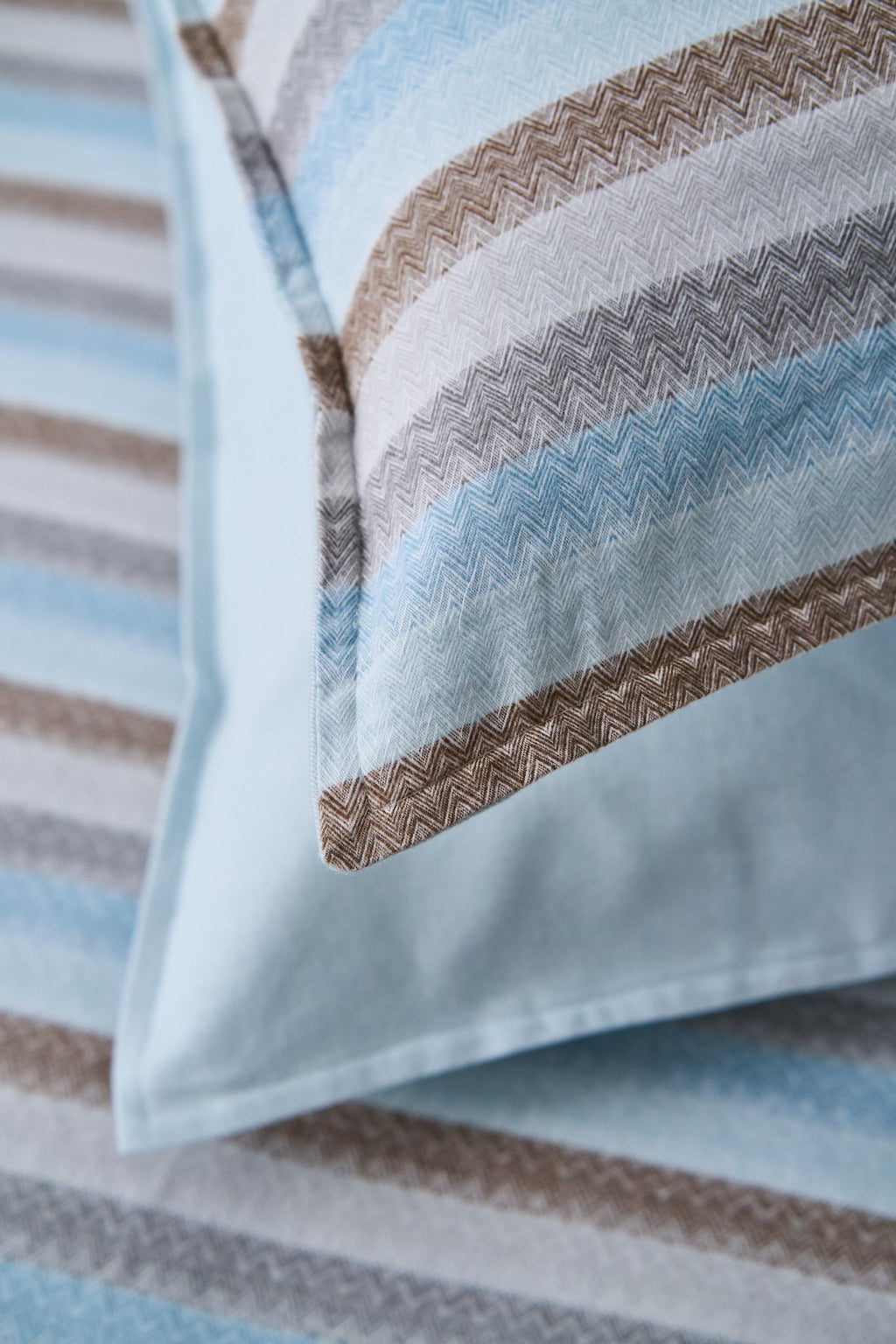 NOMO Dekbedovertrek Flanel Ziggy Parelblauw-Beige