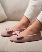 Isotoner Dames Pantoffels Ballerina Gebreid Roze Gemêleerd