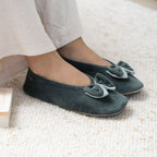 Isotoner Dames Pantoffels Ballerina Dubbele Strik Salie