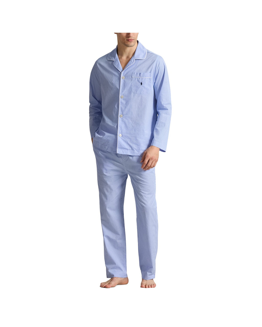 Polo Ralph Lauren Pyjama Poplin Lichtblauw Mini Gingham detail 1