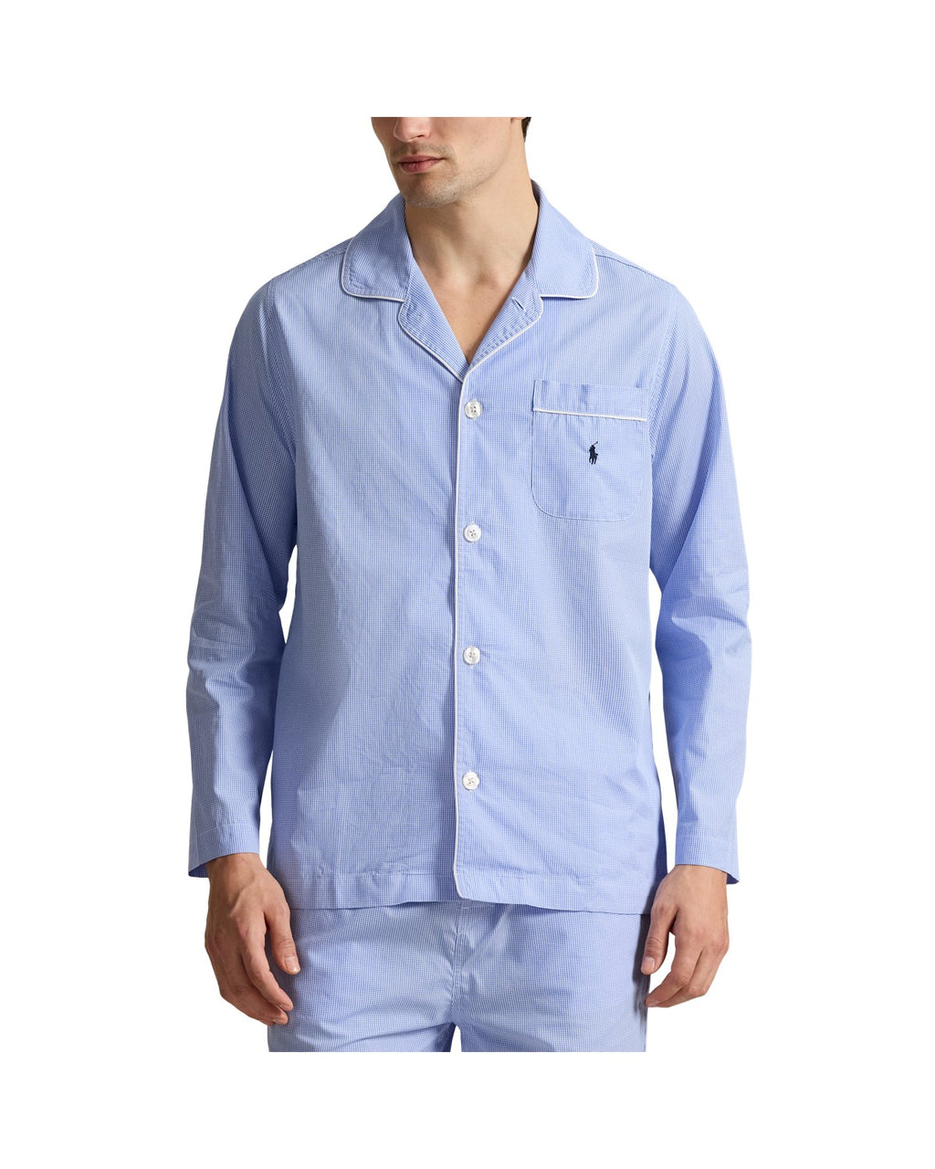 Polo Ralph Lauren Pyjama Poplin Lichtblauw Mini Gingham detail 3