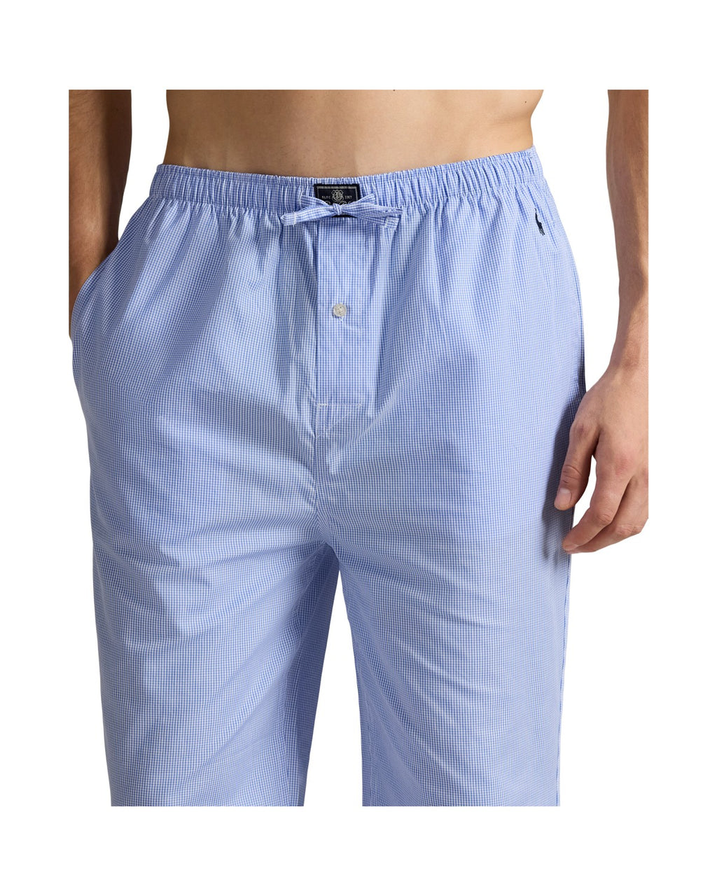 Polo Ralph Lauren Pyjama Poplin Lichtblauw Mini Gingham detail 4