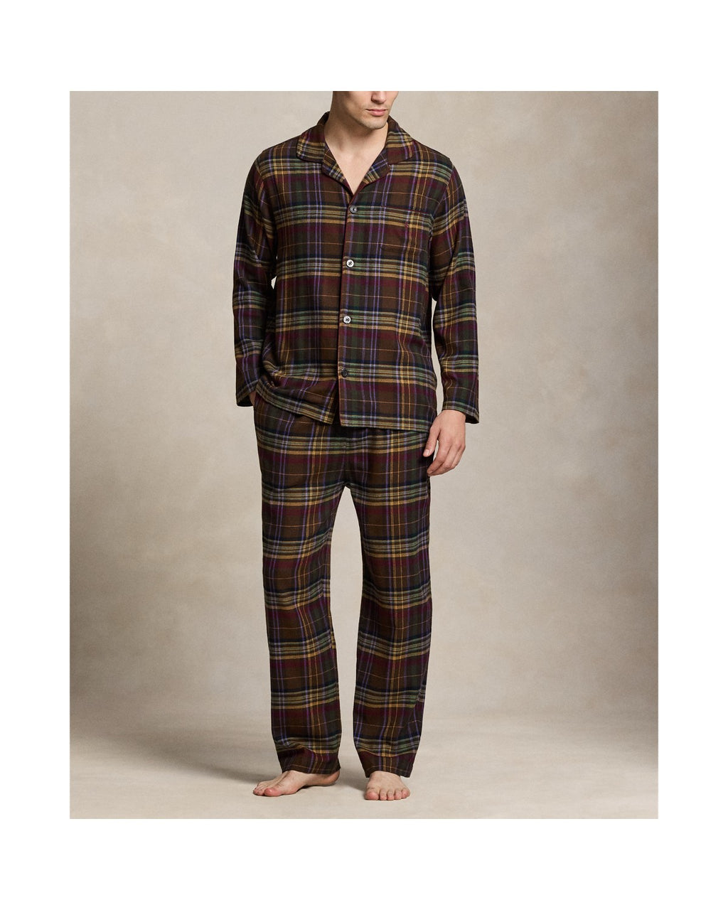Polo Ralph Lauren Pyjama Flanel Brown Green Plaid detail 1