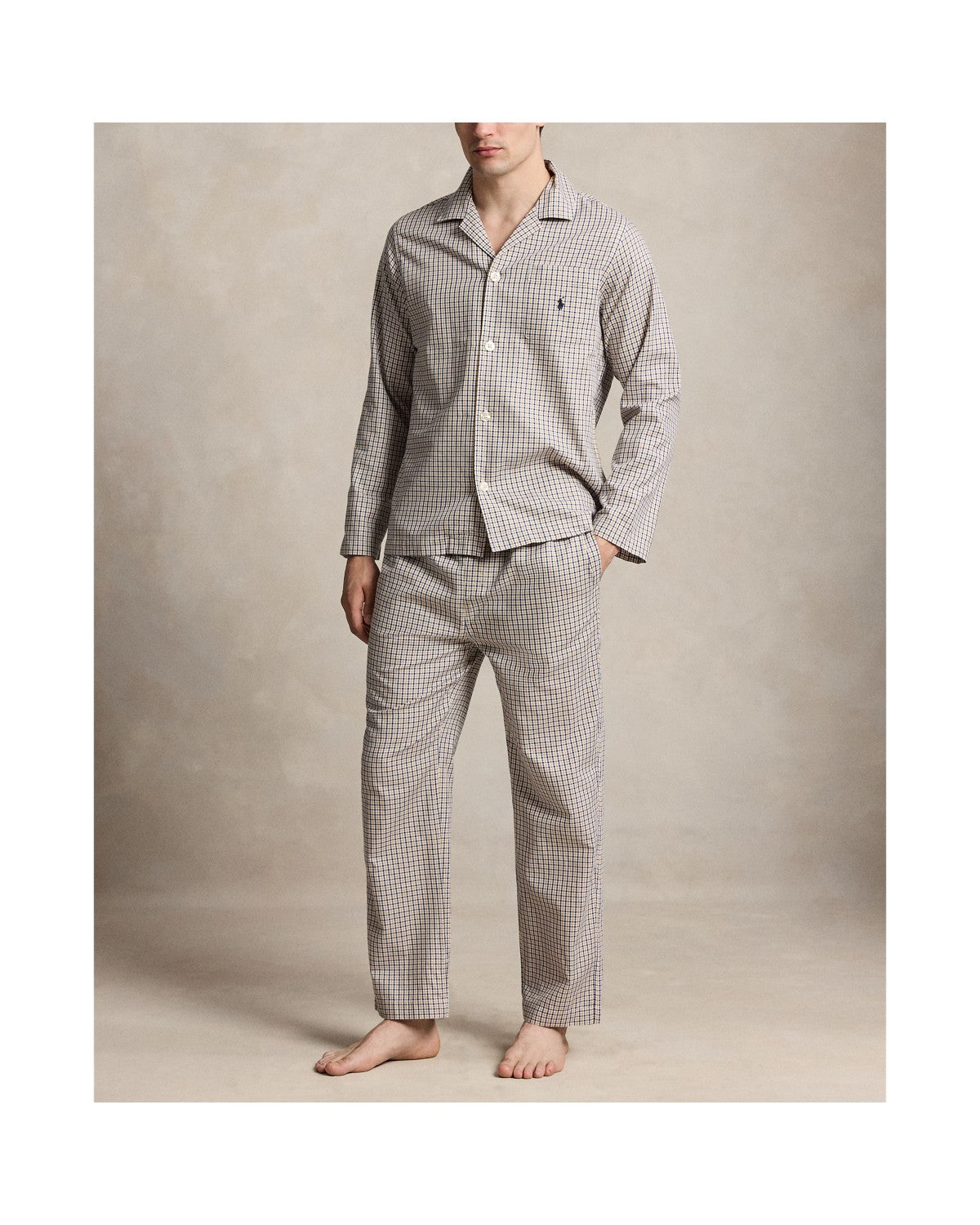 Polo Ralph Lauren Pyjama Katoen Khaki White Multi detail 1