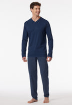 Schiesser Heren Pyjama Lang Casual Essentials Admiraalblauw detail 3